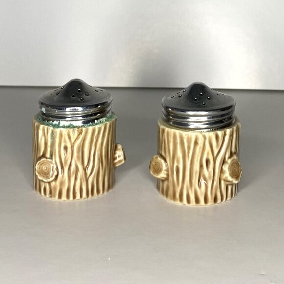 Tree Stump Branch Wood Look Ceramic Salt & Pepper Shakers - Picture 4 of 7